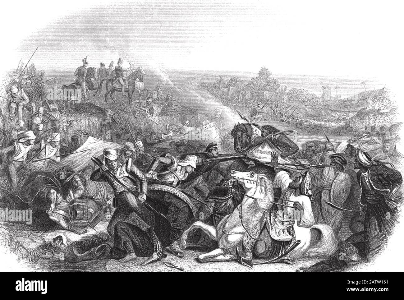 BATTLE OF MIANI aka Meeanee, 17 February 1843, in what is now Pakistan between the Easy India Company and the Talpur Emirs of Sindh Stock Photo