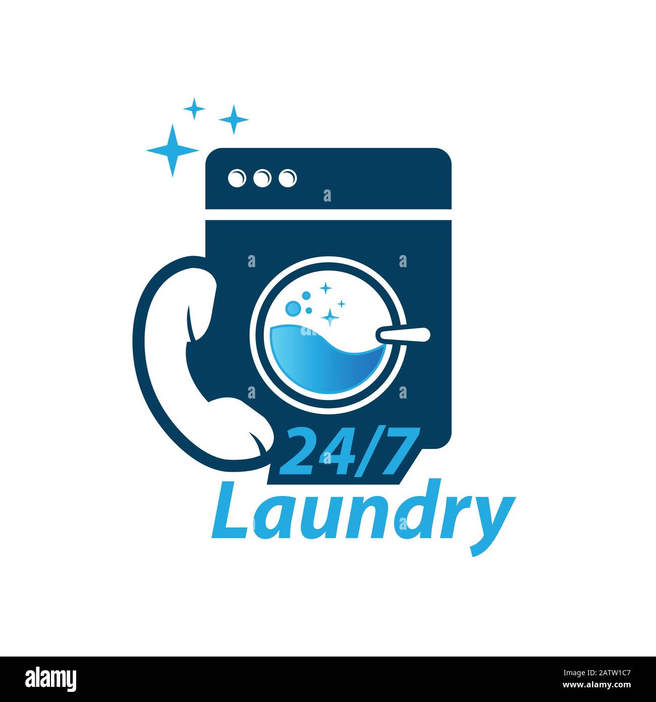 Washing machine icon in flat style isolated on black background. Domestic equipment logo silhouette. Abstract sign symbol pictogram. Vector illustrati Stock Vector