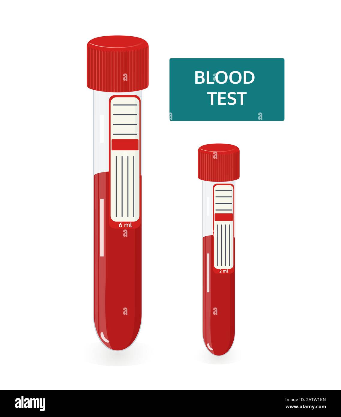 Blood analysis concept. Blood sample in test tubes. Vector illustration