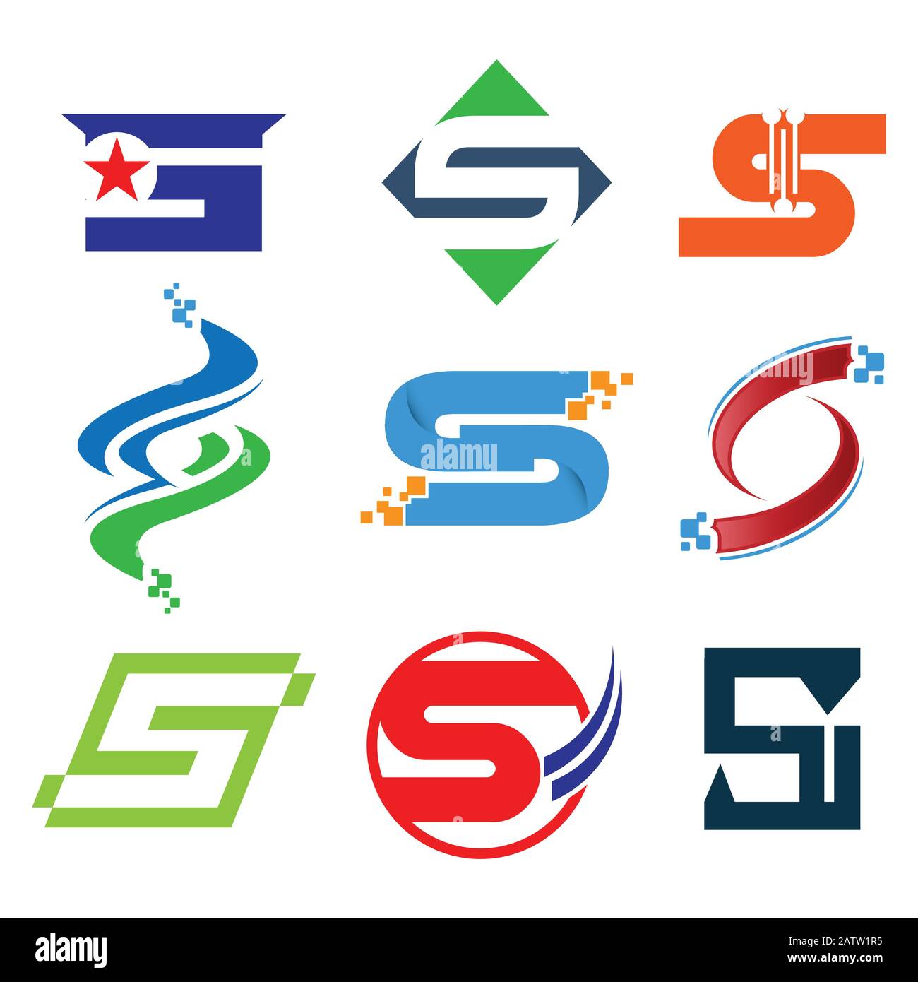 S letter logo vector, S letter logo design vector illustration template, S letter logo vector Stock Vector