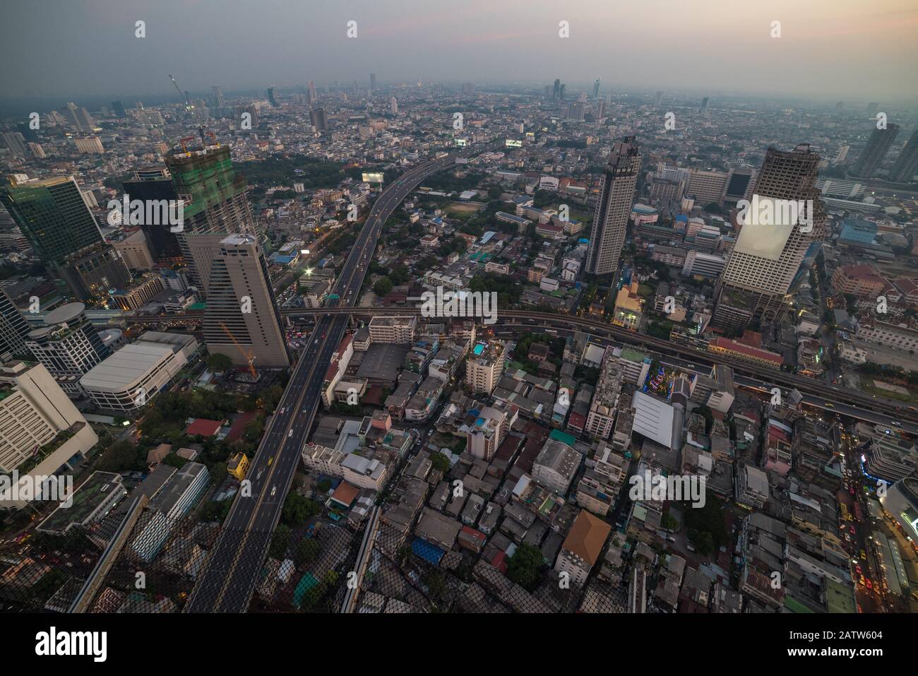 Aerial view of modern Asian megalopolis cityscape. Bangkok, Thailand Stock Photo