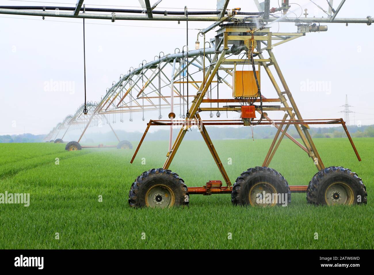irrigation system on field Stock Photo