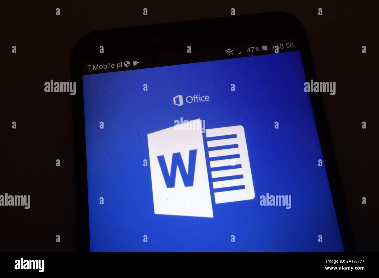 Microsoft Word logo on smartphone Stock Photo