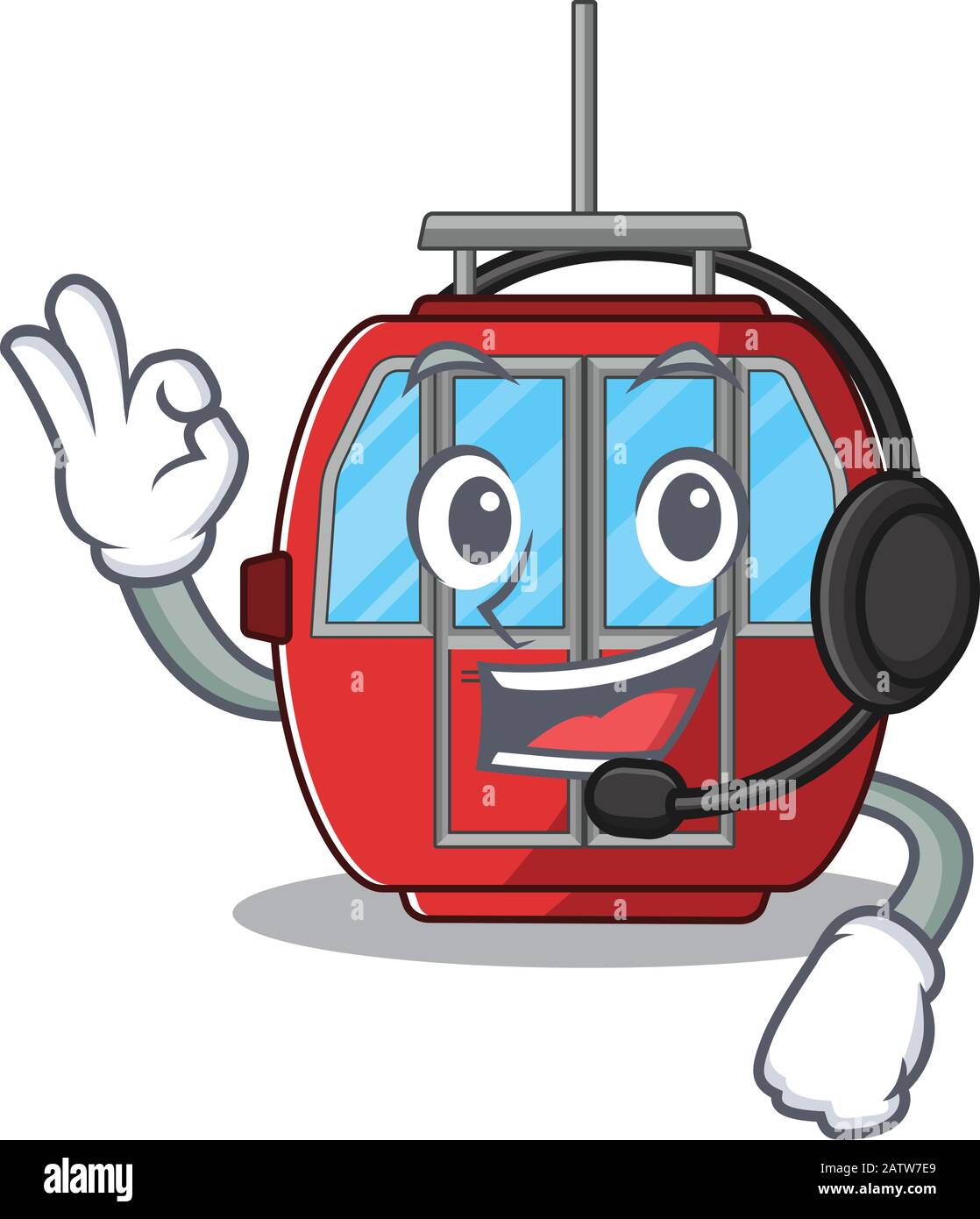 Happy ropeway mascot design style wearing headphone Stock Vector Image ...