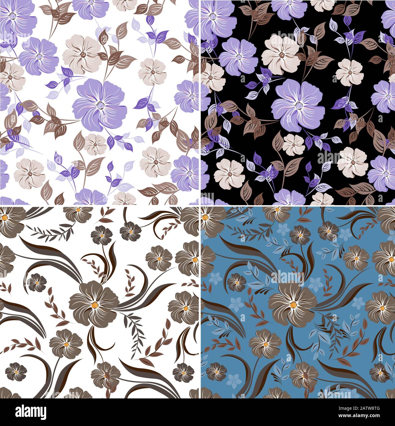 Vector abstract background seamless flowers and floral pattern Stock ...