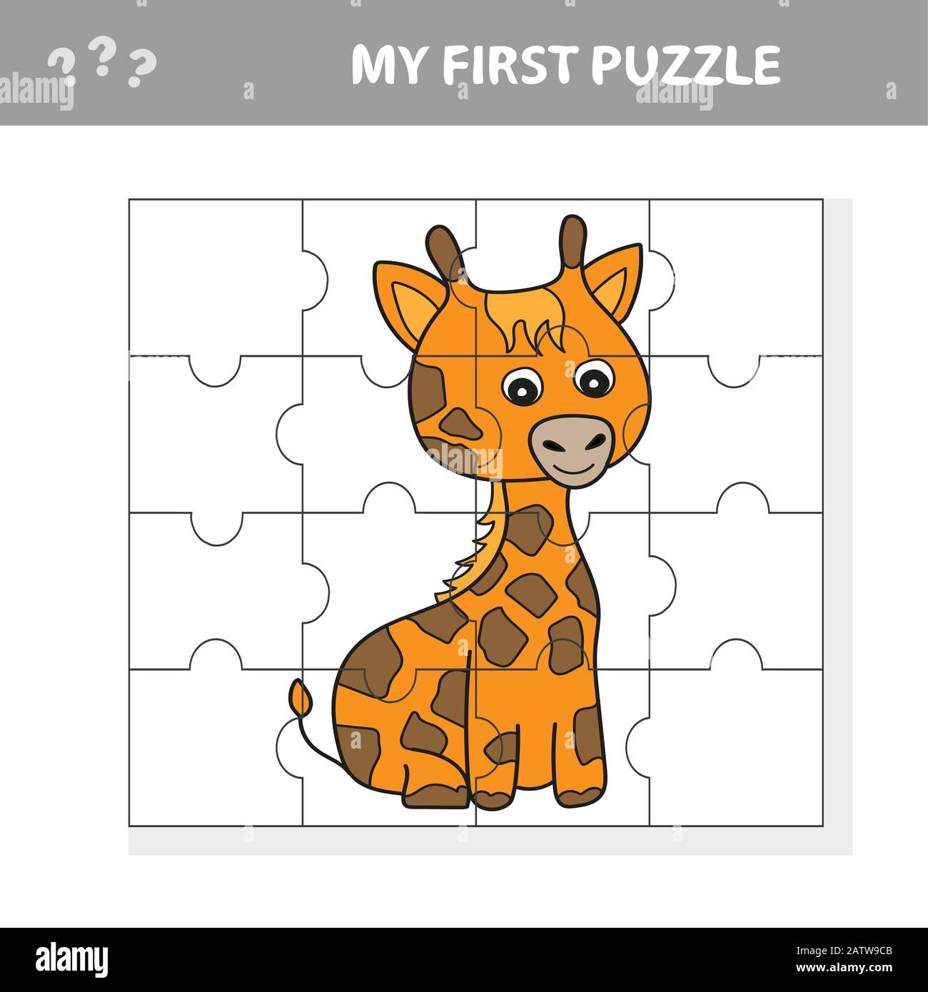 Education paper game for children, Giraffe. Create the image - my first  puzzle for kids Stock Vector Image & Art - Alamy