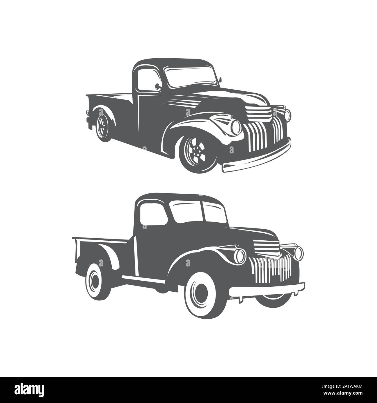 Old farmer pickup truck vector illustration icon. Vintage transport vehicle Stock Vector