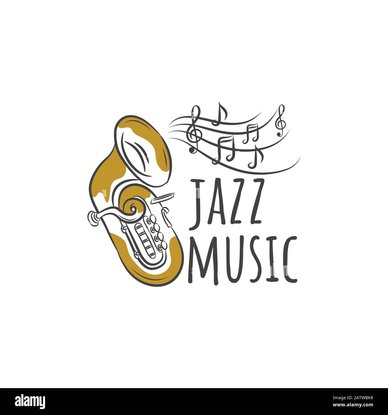 Saxophone Doodle, Hand Drawn Sketch, Vector Illustration Stock Vector