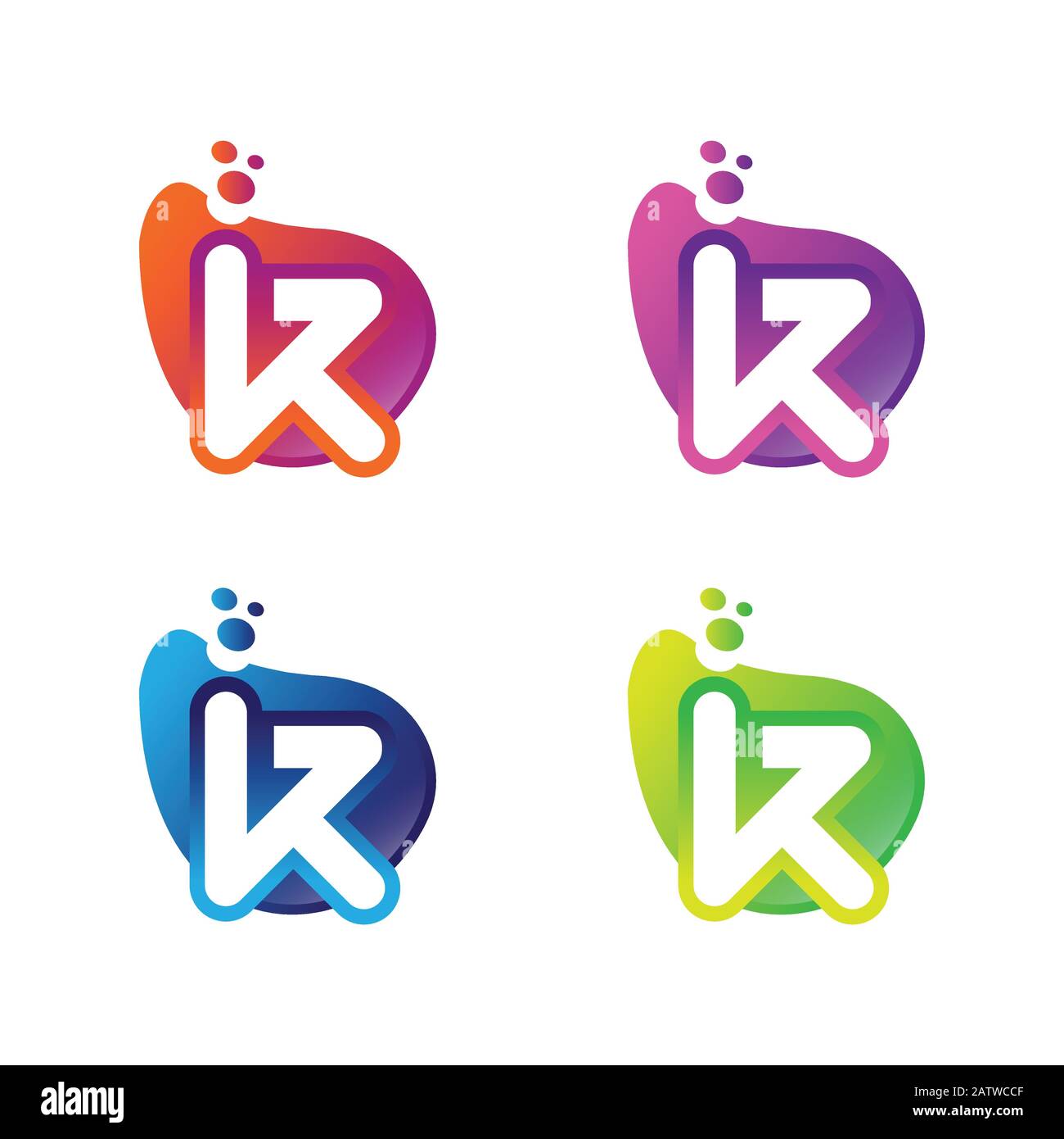 Letter K set color With Bubble, Initial Letter Logo For Your ...