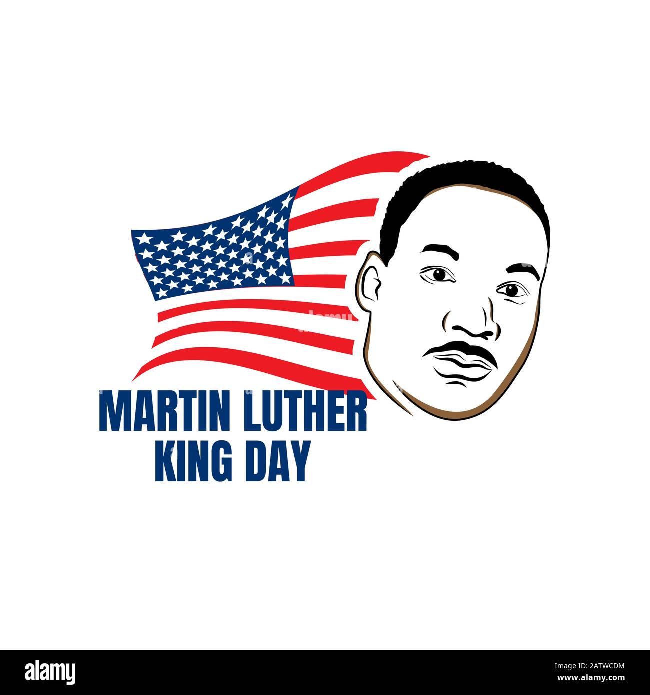 Martin luther king jr day With face American flag. MLK Banner of memorial day. Editable Vector illustration. eps 10 Stock Vector