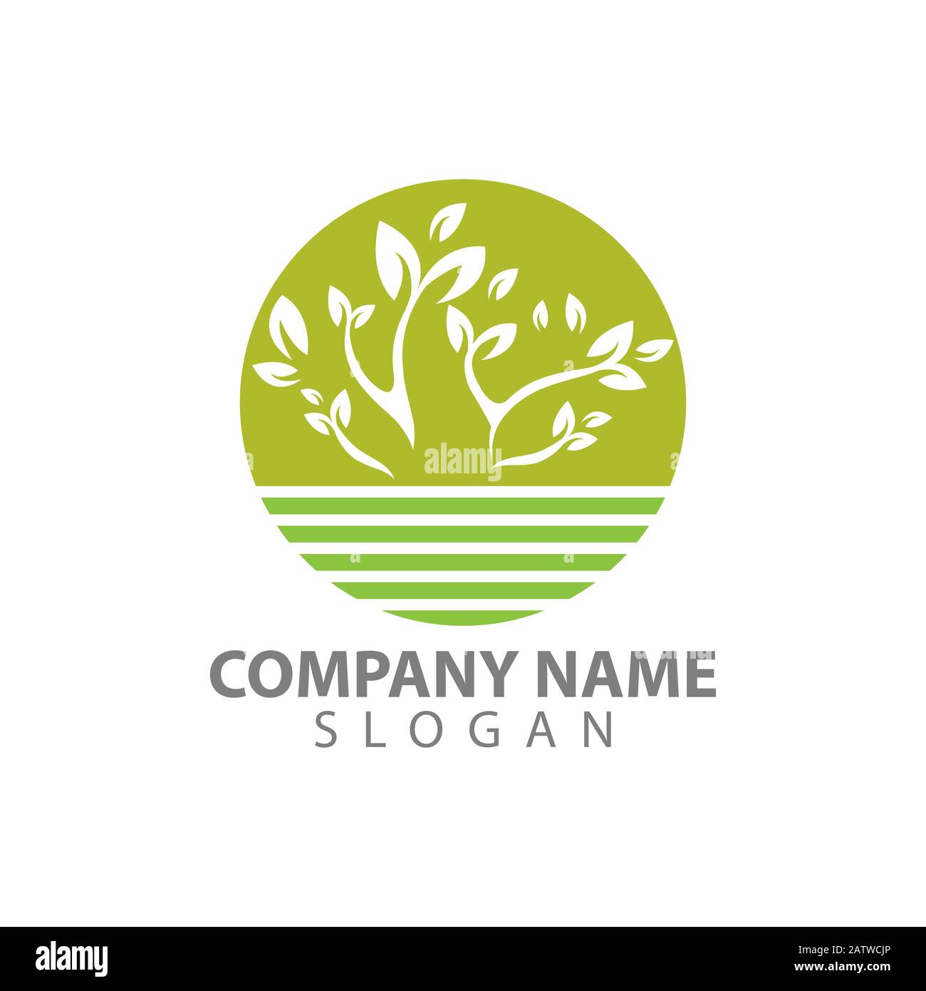landscape logo for lawn or gardening business, organization or website Stock Vector