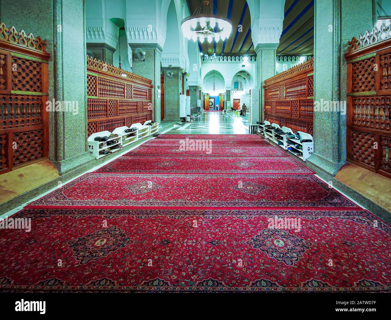 Beautiful Madinah Masjid Inside view -Saudi Arabia Stock Photo