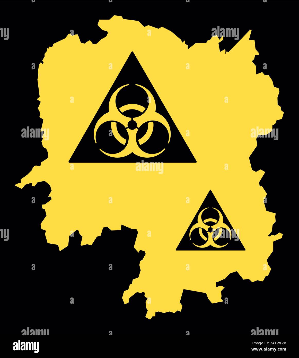 Hunan province map of China with biohazard virus sign Stock Vector