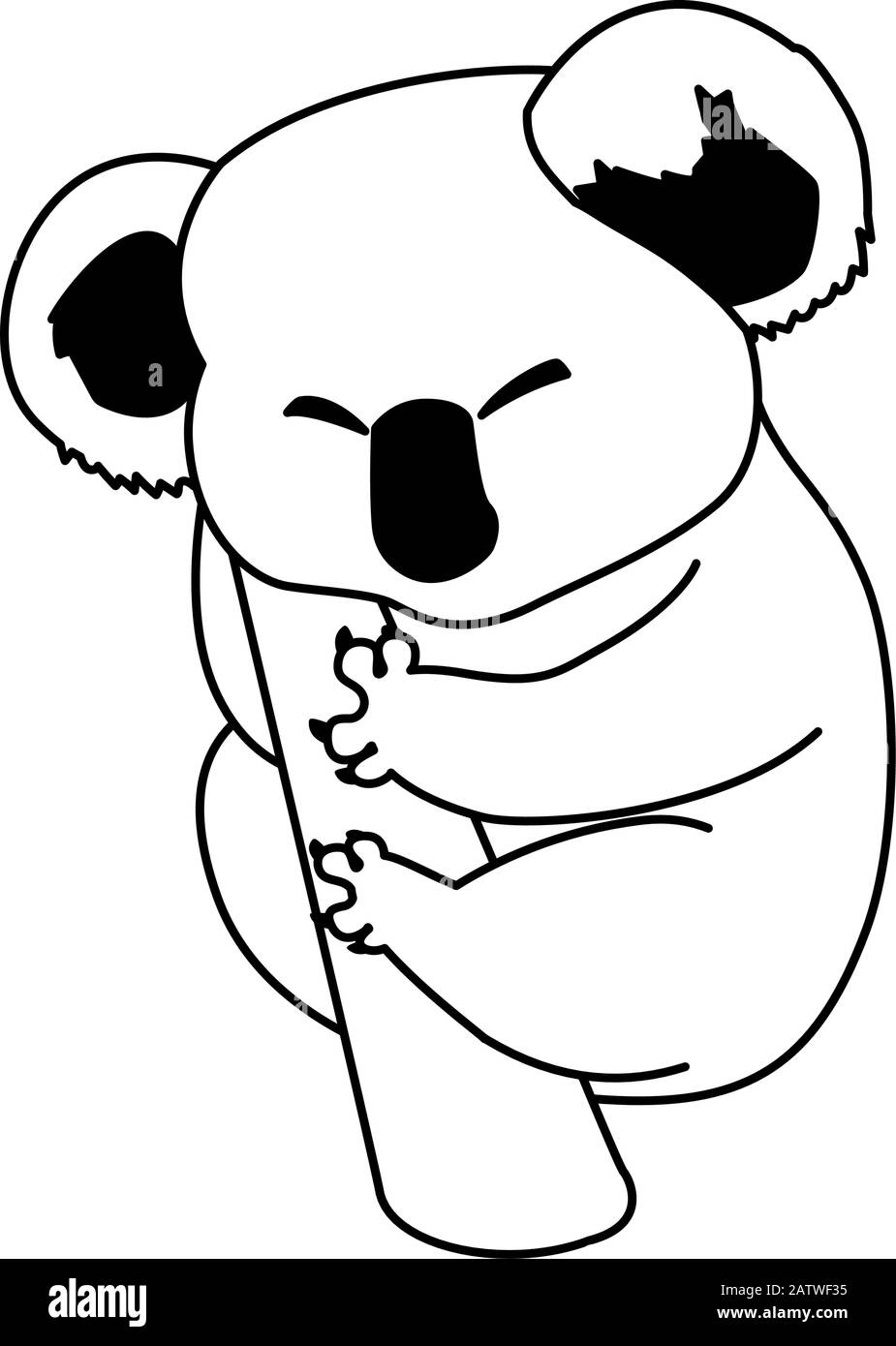 cute australian Koala on a tree on white background vector illustration ...