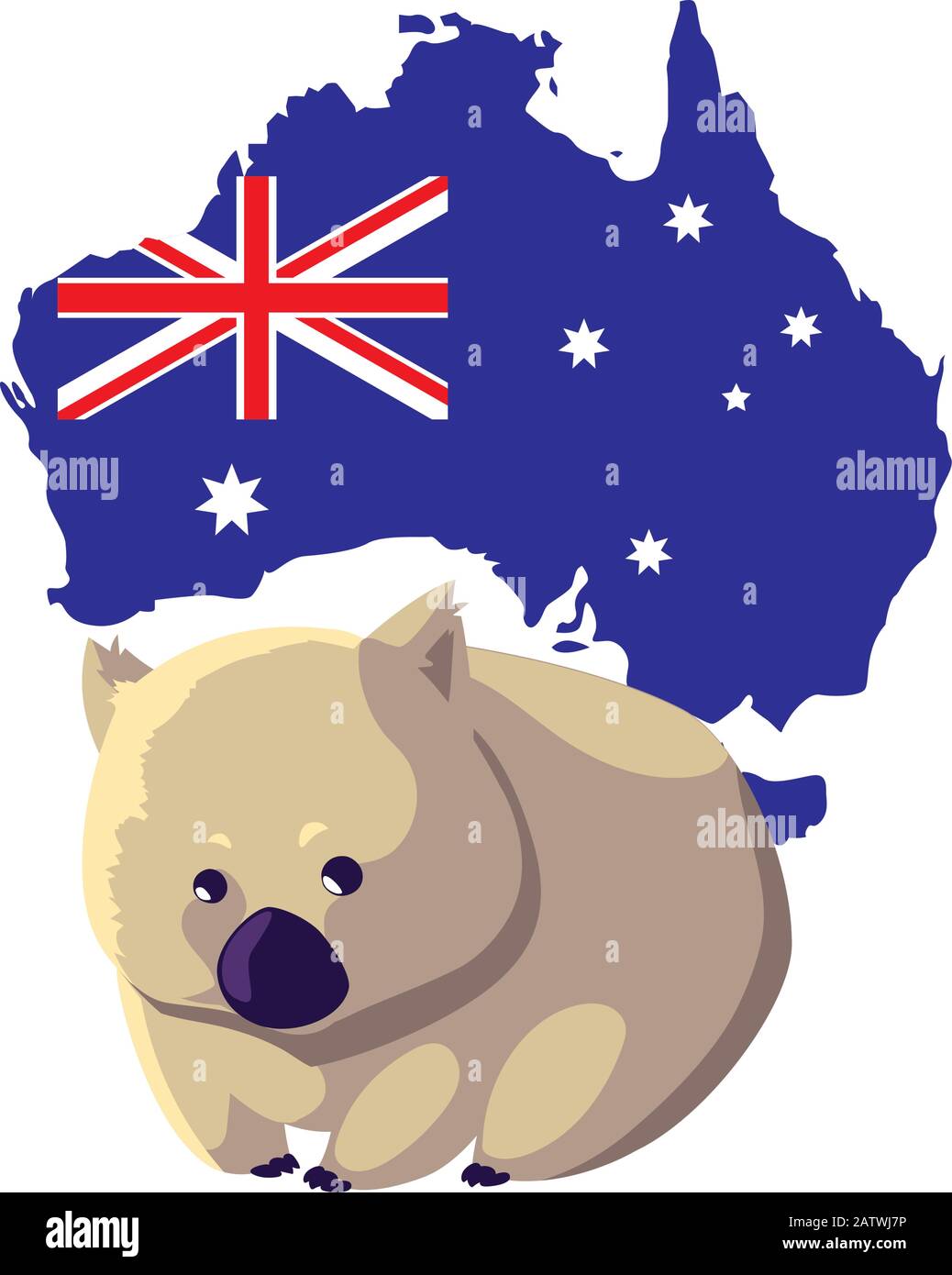 wombat with map of australia in the background vector illustration ...