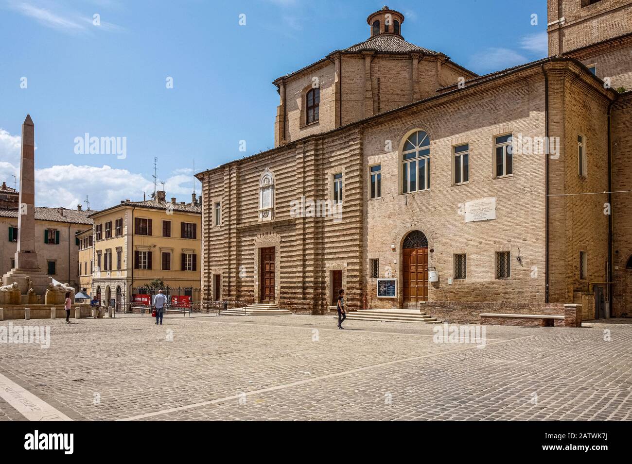 Italy Marche Jesi - Piazza Federico II° - Church of St Floriano 18th century - now seat of the Valeria Moriconi studio theater, dedicated to the actress jesina Stock Photo