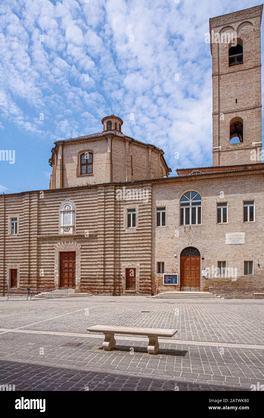 Italy Marche Jesi - Piazza Federico II° - Church of St Floriano 18th century - now seat of the Valeria Moriconi studio theater, dedicated to the actress jesina Stock Photo