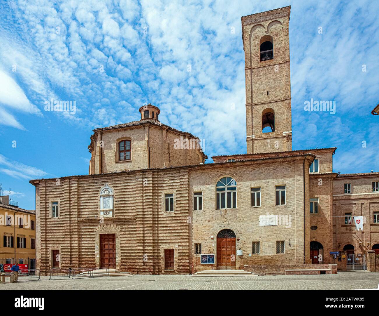 Italy Marche Jesi - Piazza Federico II° - Church of St Floriano 18th century - now seat of the Valeria Moriconi studio theater, dedicated to the actress jesina Stock Photo
