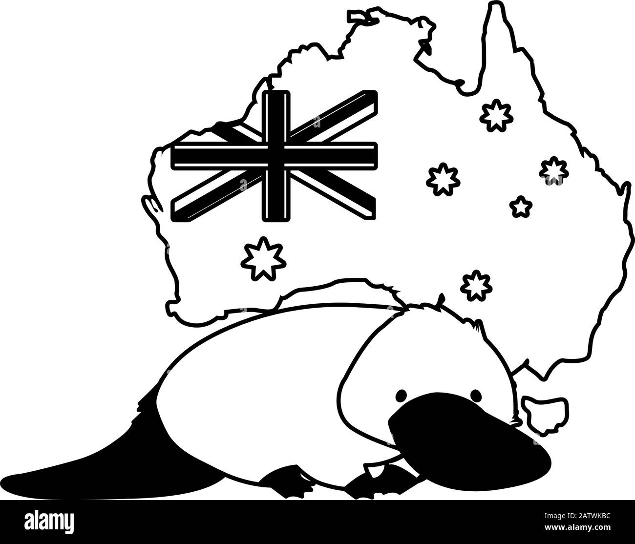 platypus with map of australia in the background vector illustration ...