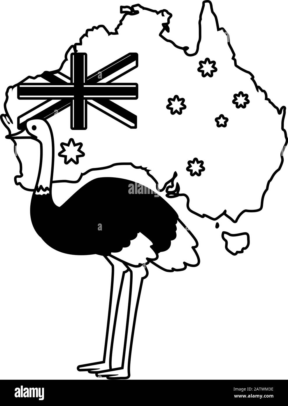 ostrich with map of australia in the background vector illustration ...