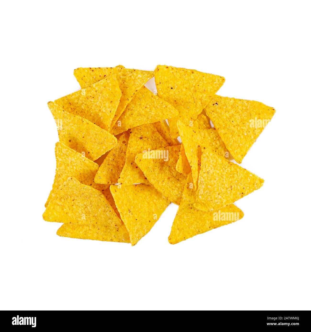 Nachos with cheese. Corn chips isolated on white background Stock Photo