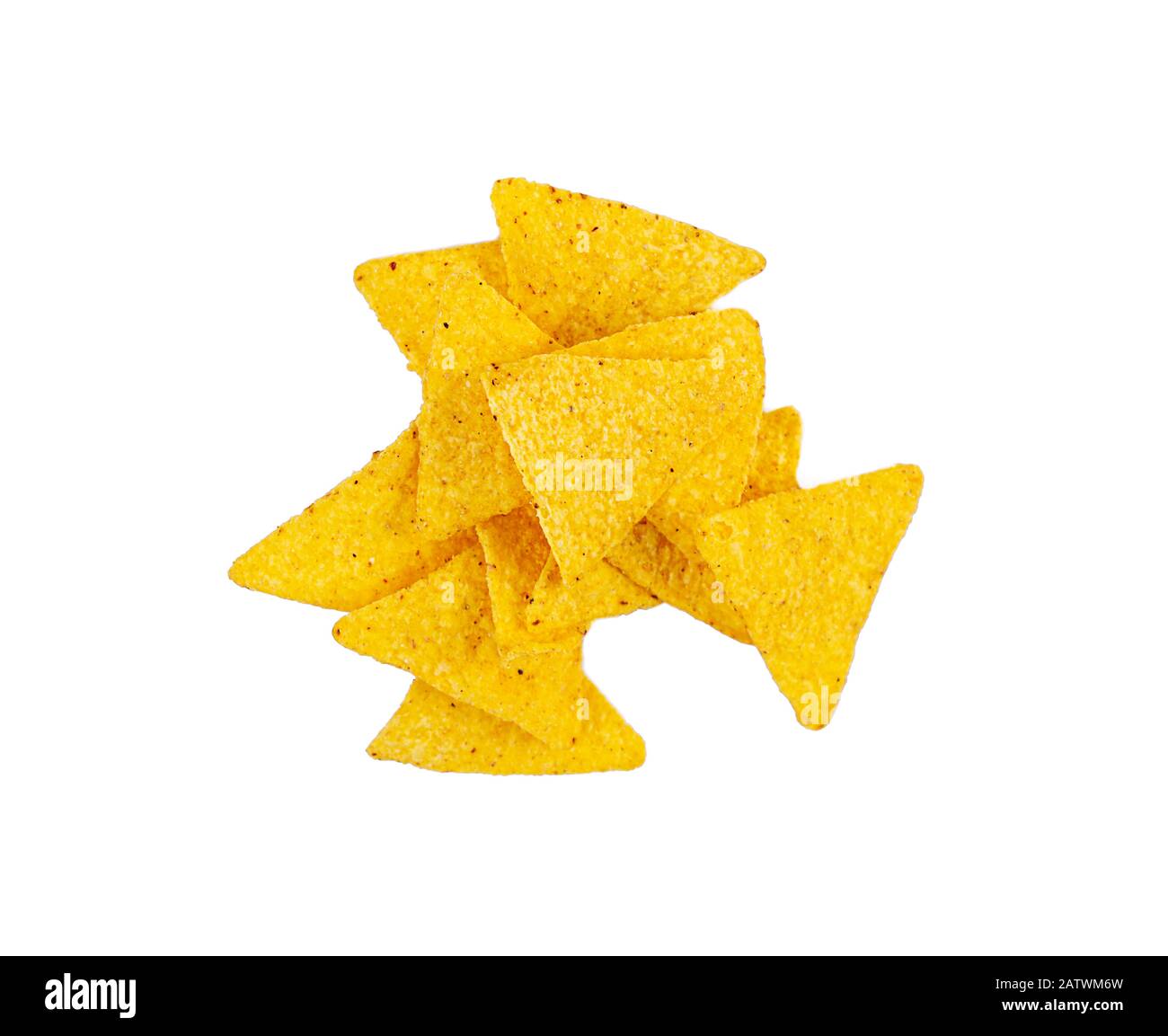 Nachos with cheese. Corn chips isolated on white background Stock Photo