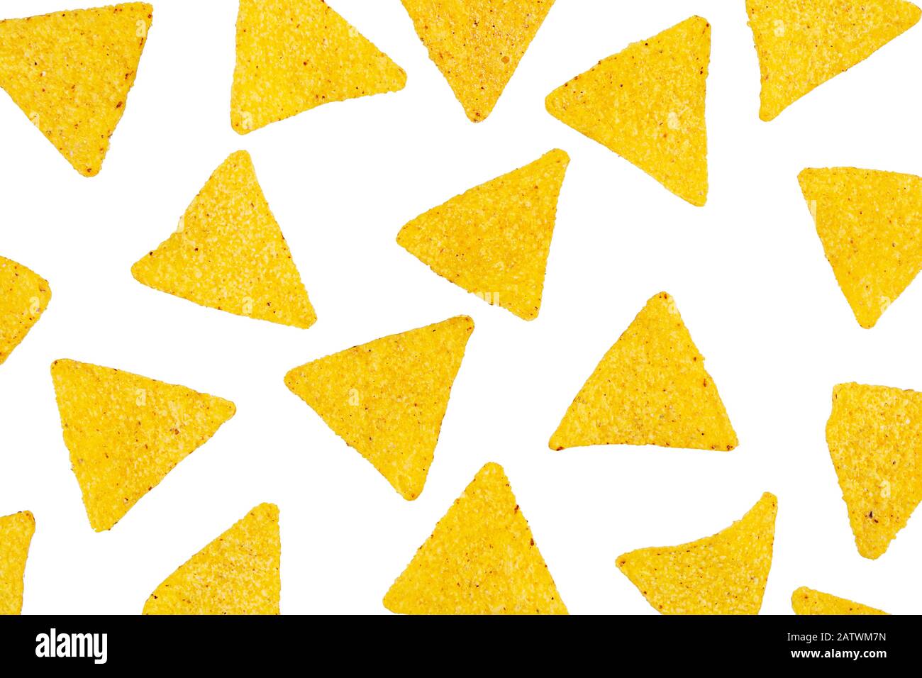 Nachos with cheese. Corn chips isolated on white background Stock Photo