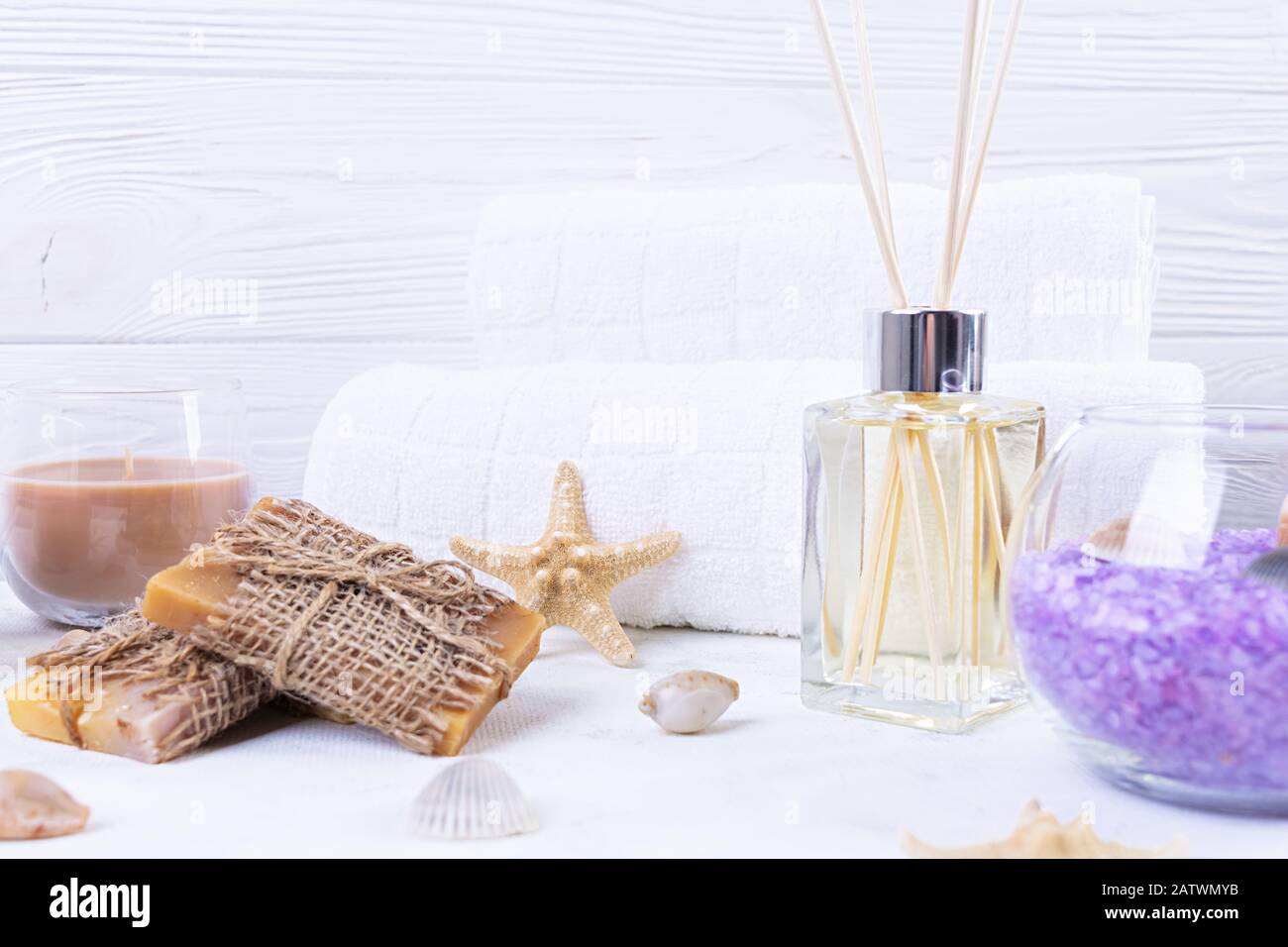 Bathroom Accessories Spa And Beauty Theatment Products Concept Of Natural Spa Cosmetics And Organic Threatment Bodycare Stock Photo Alamy