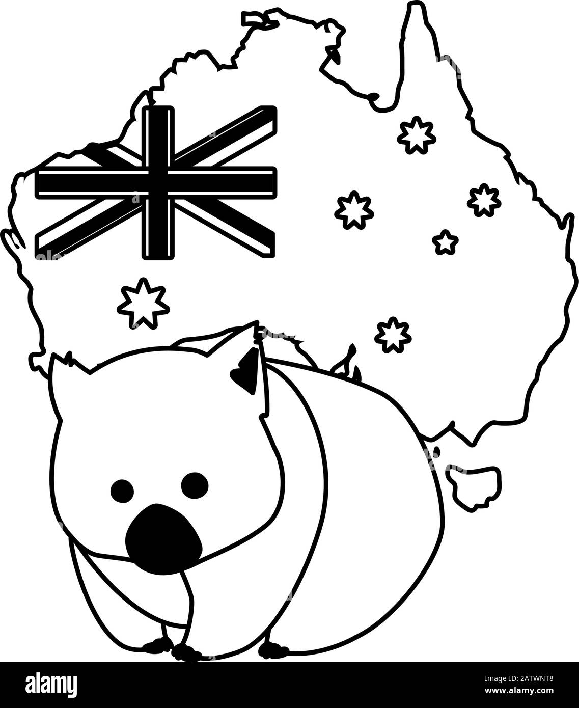 wombat with map of australia in the background vector illustration ...