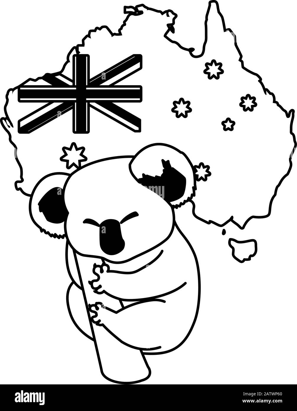 cute koala with map of australia in the background vector illustration ...
