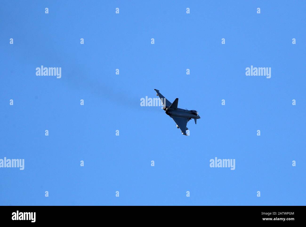 An RAF Eurofighter Typhoon as it escorts the UK's first submarine