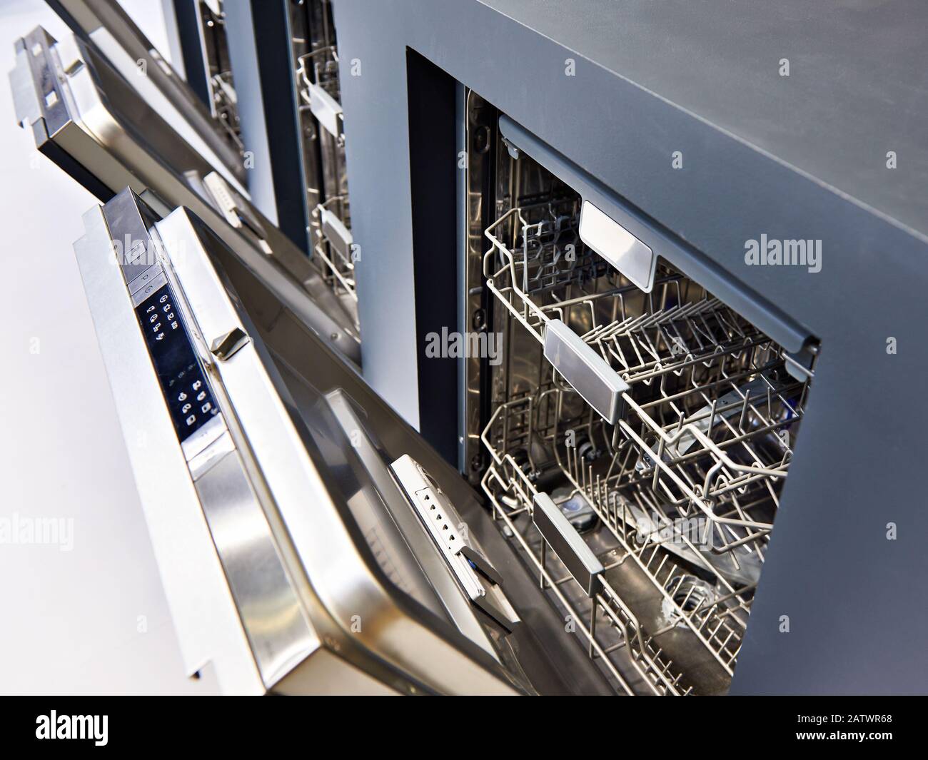 Modern dishwashers on display at the store Stock Photo Alamy