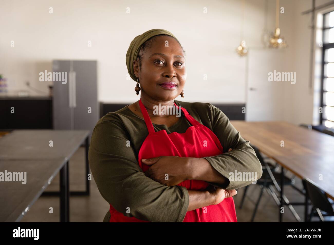 African chef looking at the camera Stock Photo
