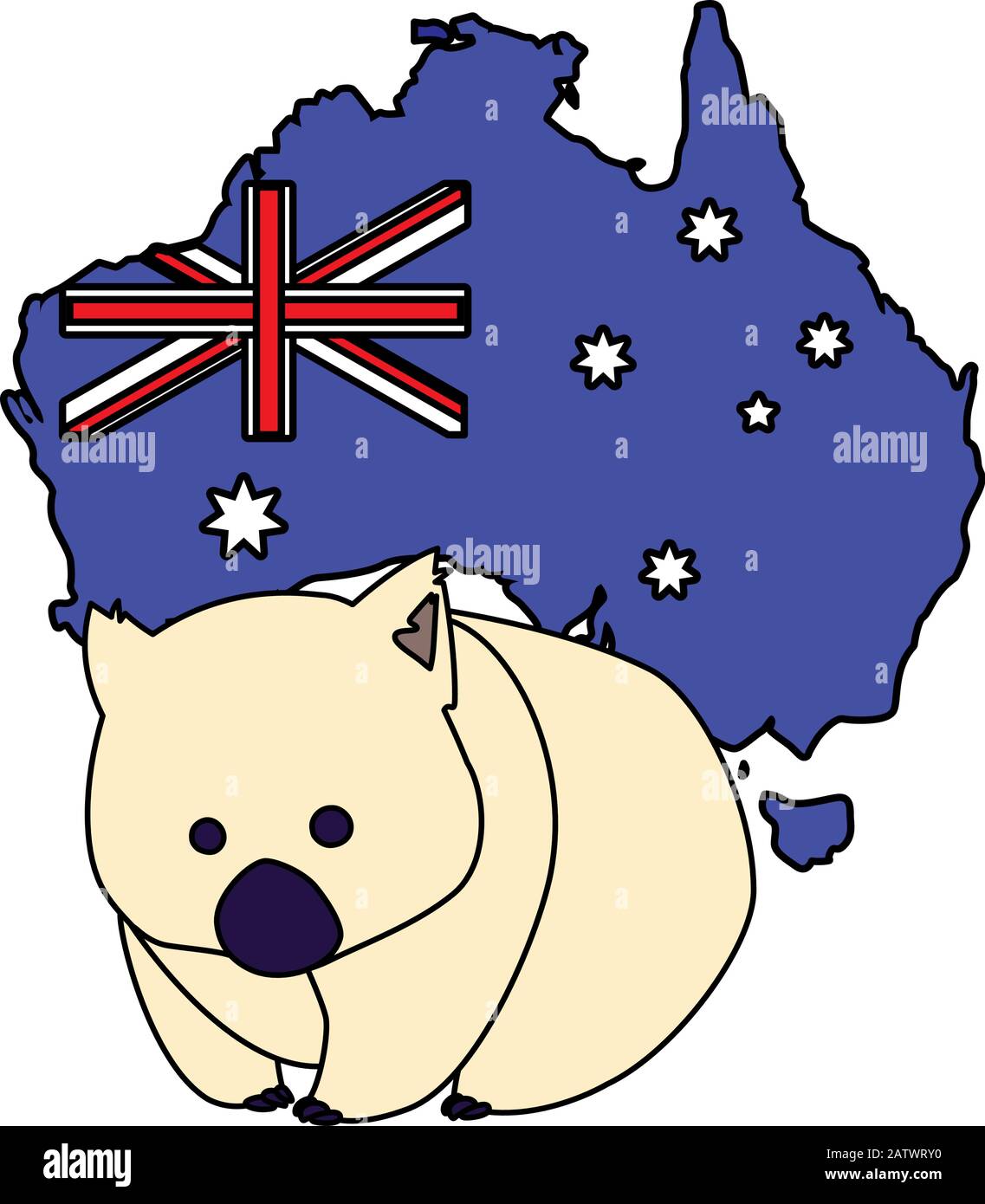 wombat with map of australia in the background vector illustration ...