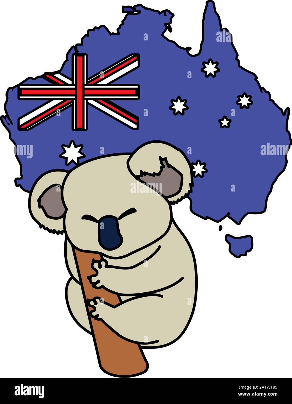 cute koala with map of australia in the background vector illustration ...