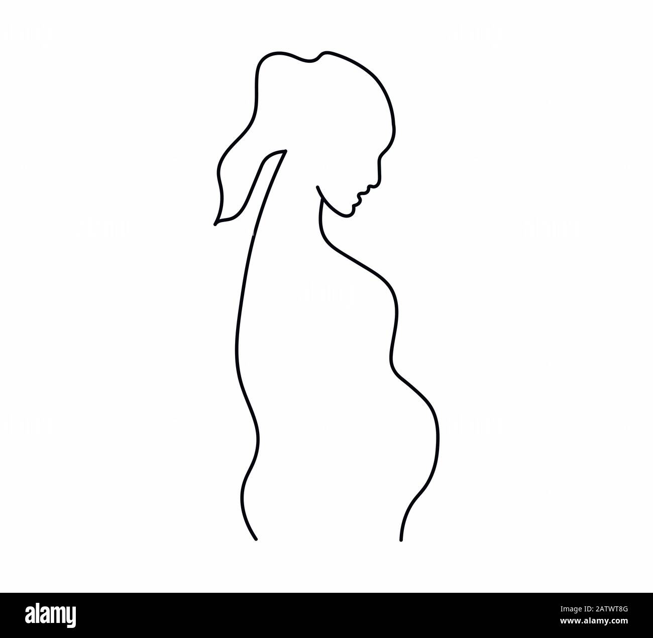Vector pattern - close-up of a pregnant girl close-up Stock Vector