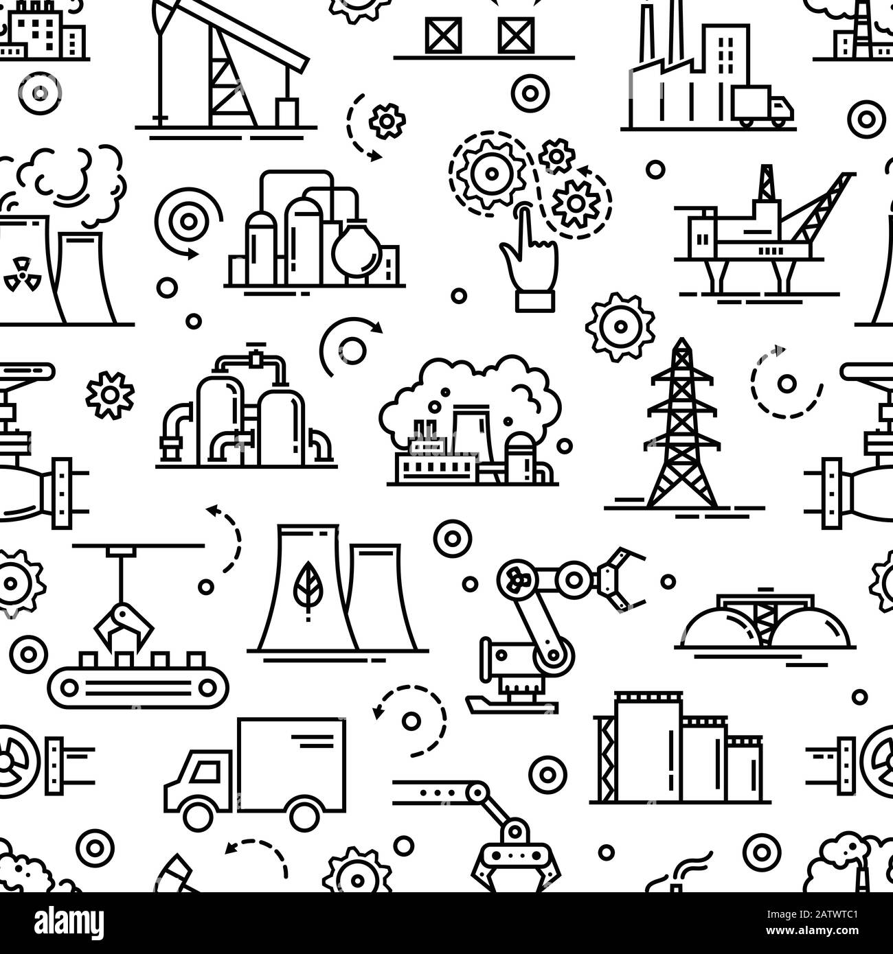 White and black vector seamless industrial pattern Stock Vector