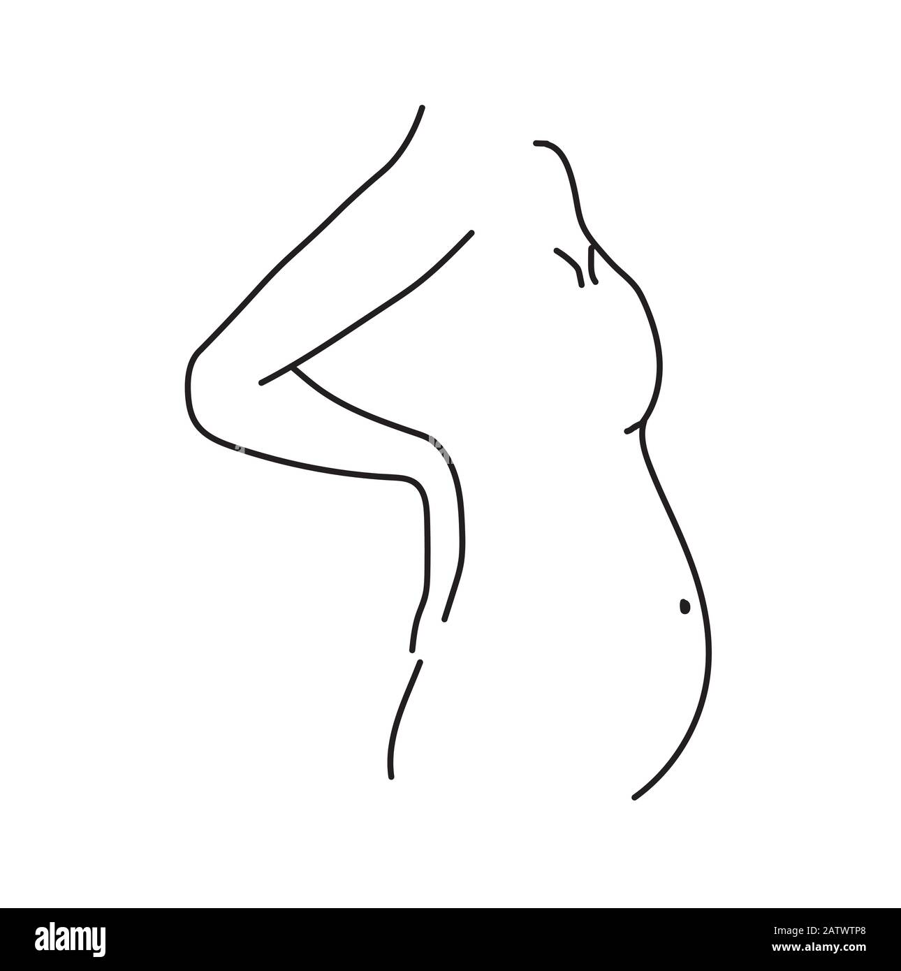 Vector silhouette of a pregnant woman. Pregnancy and childbirth, motherhood Stock Vector