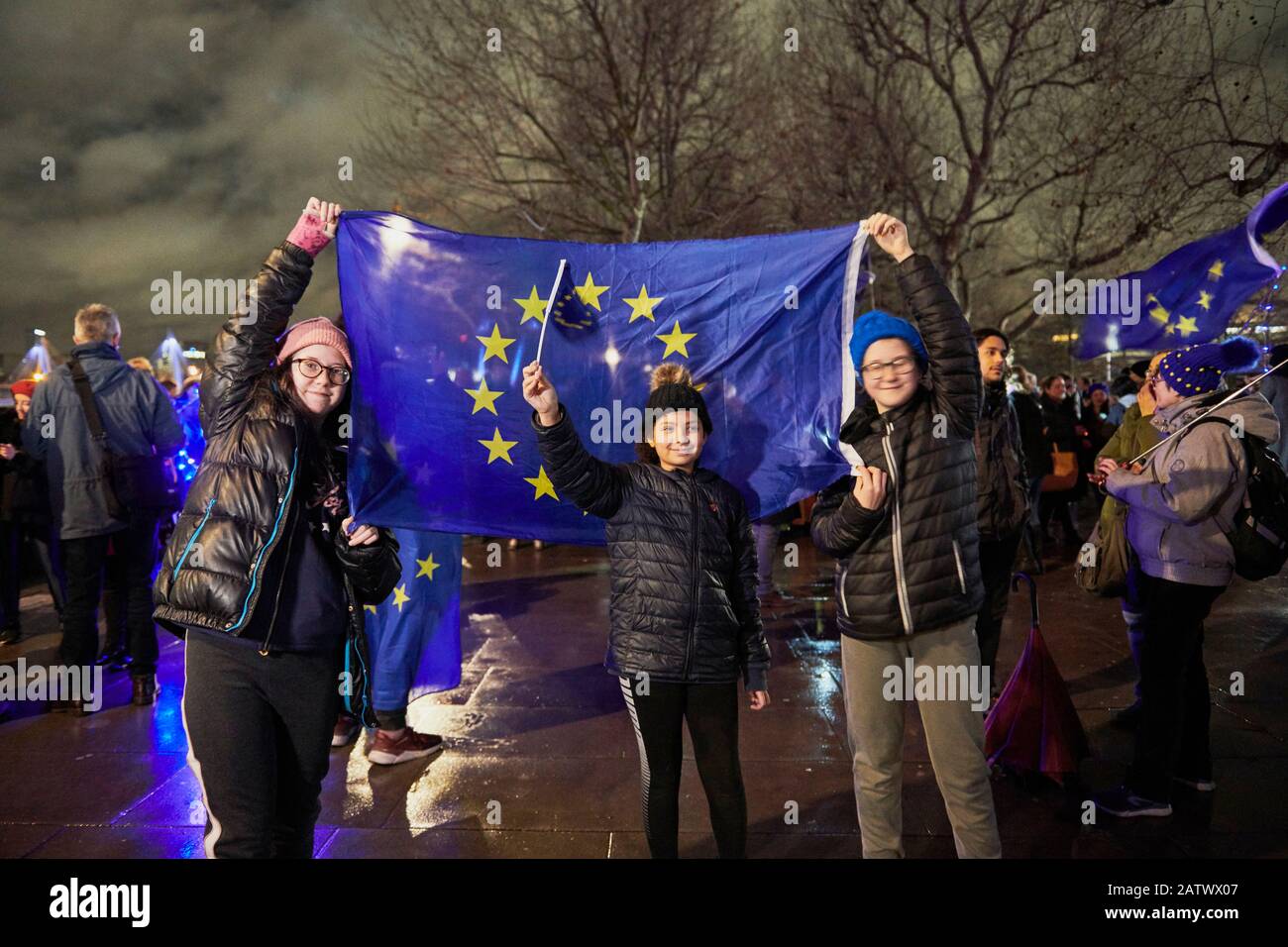 Brexit, Pro EU/Remainer on the day of Brexit Stock Photo