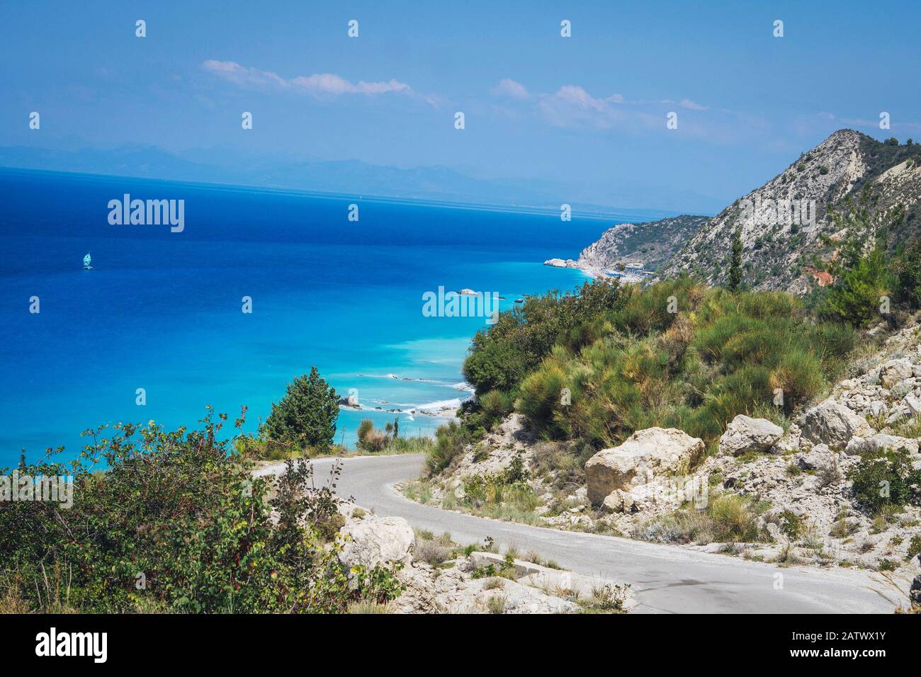 Turquoise sea of Greece Stock Photo