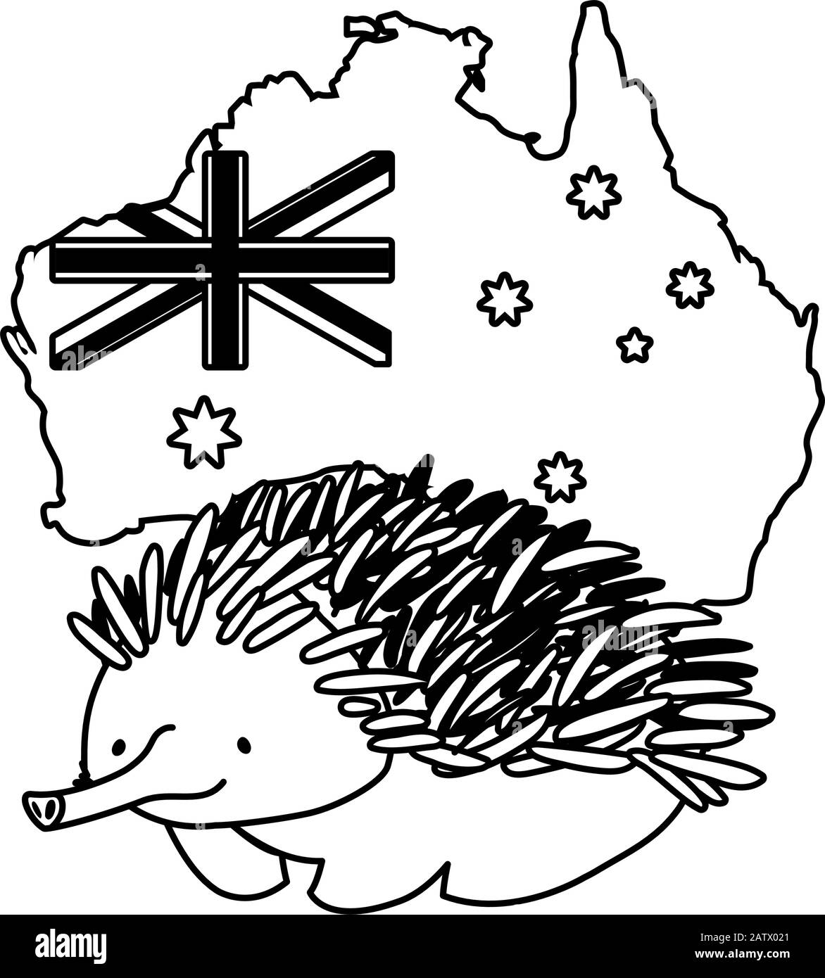 echidna with map of australia in the background vector illustration ...