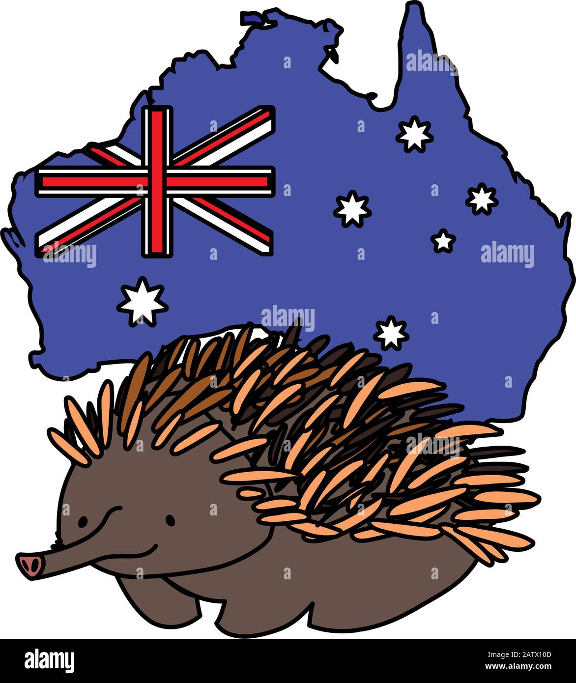 echidna with map of australia in the background vector illustration ...