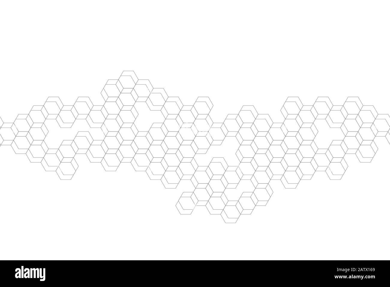 Technology abstract lines and dots connect background with hexagons. Hexagons connection digital data and big data concept. Hex digital data Stock Vector