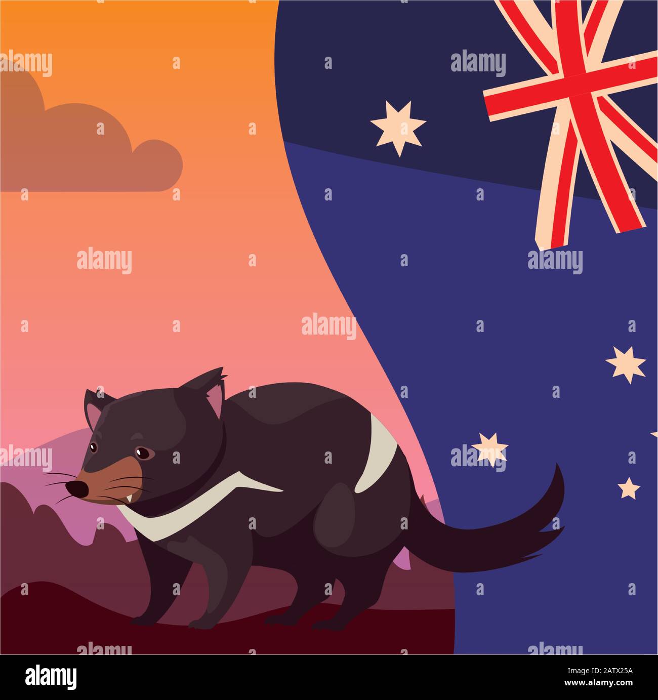 tasmanian devil with australia flag in the background vector ...