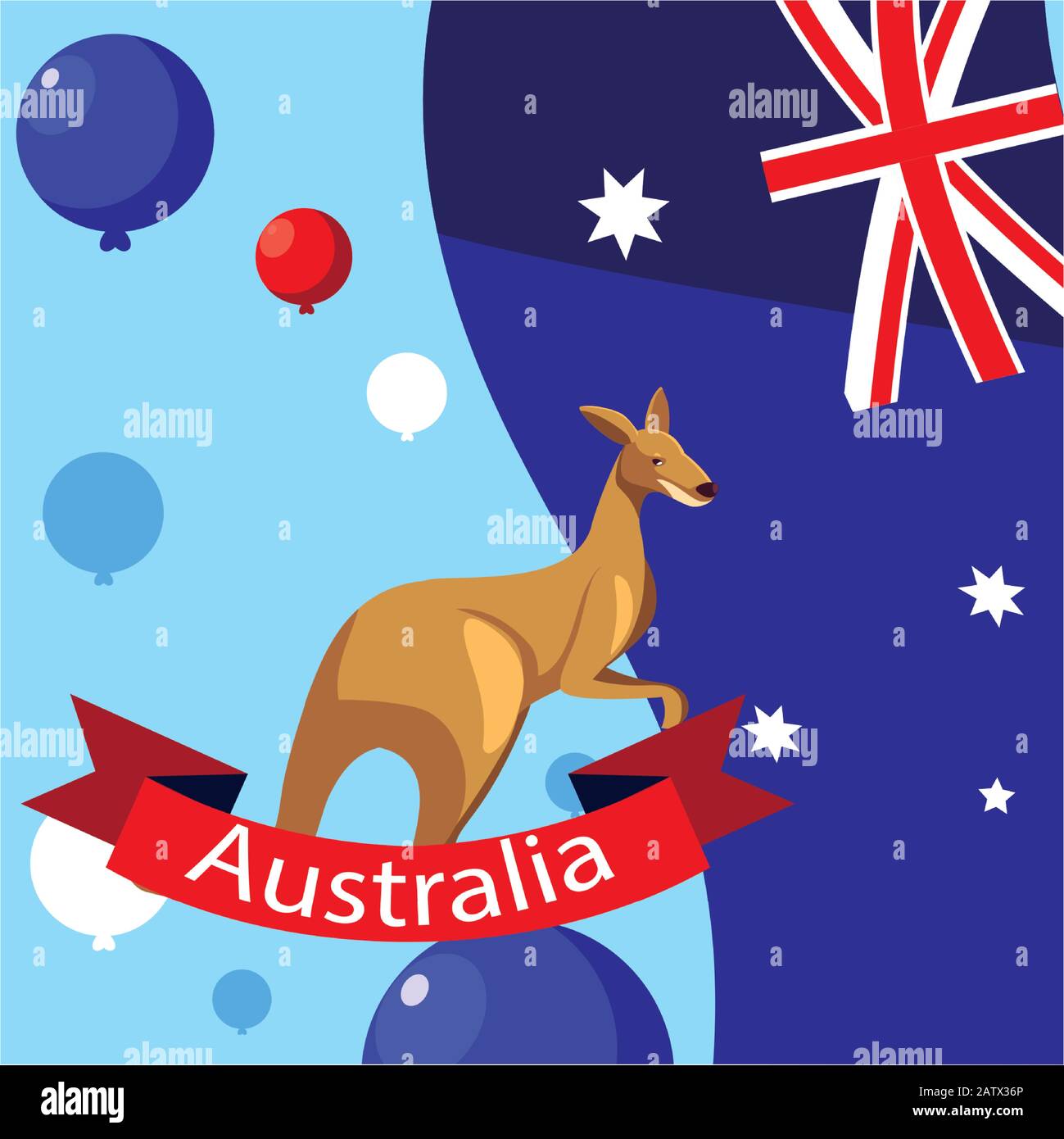 kangaroo in australia map, australian animal vector illustration design