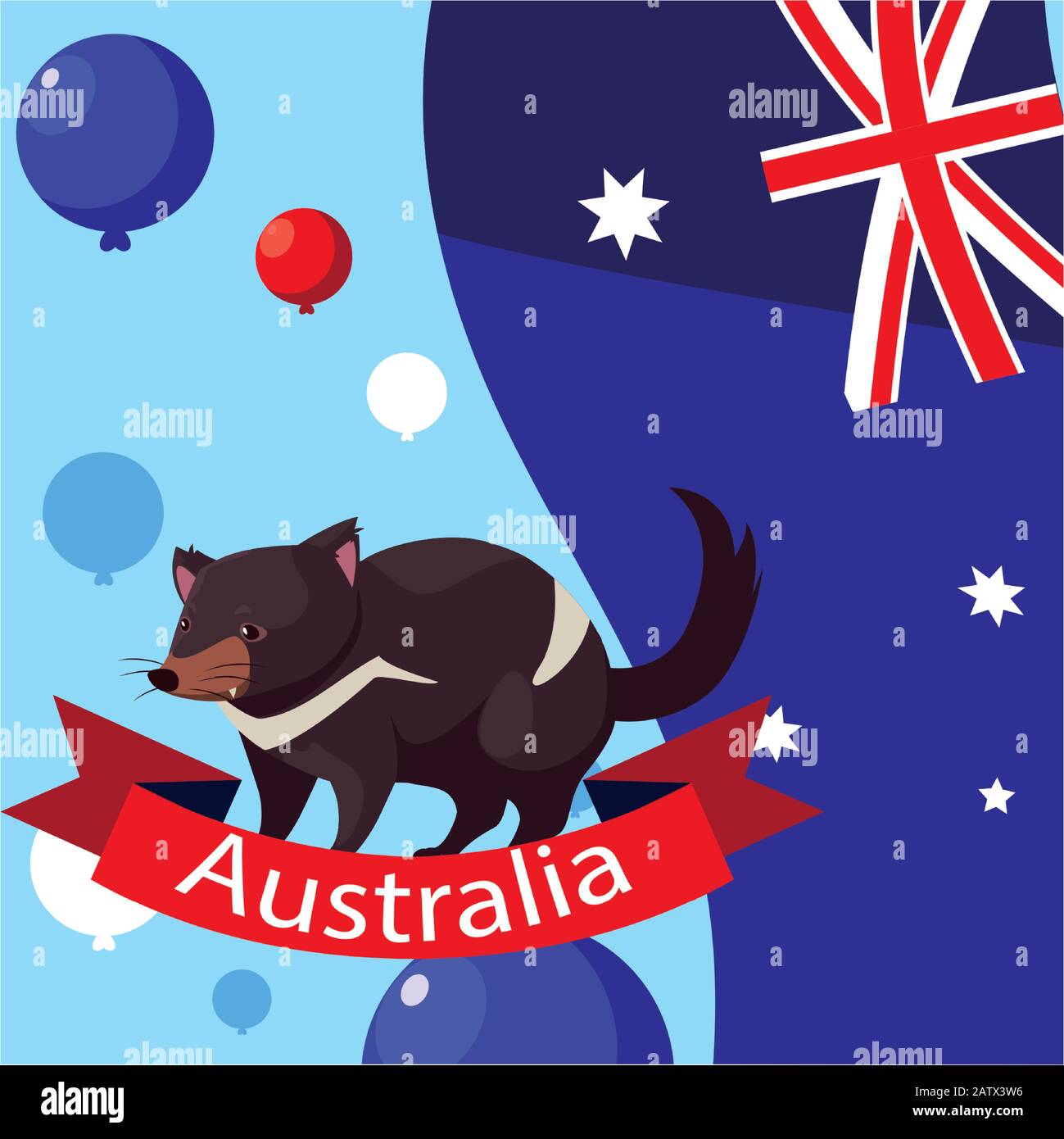 tasmanian devil with australia flag in the background vector ...