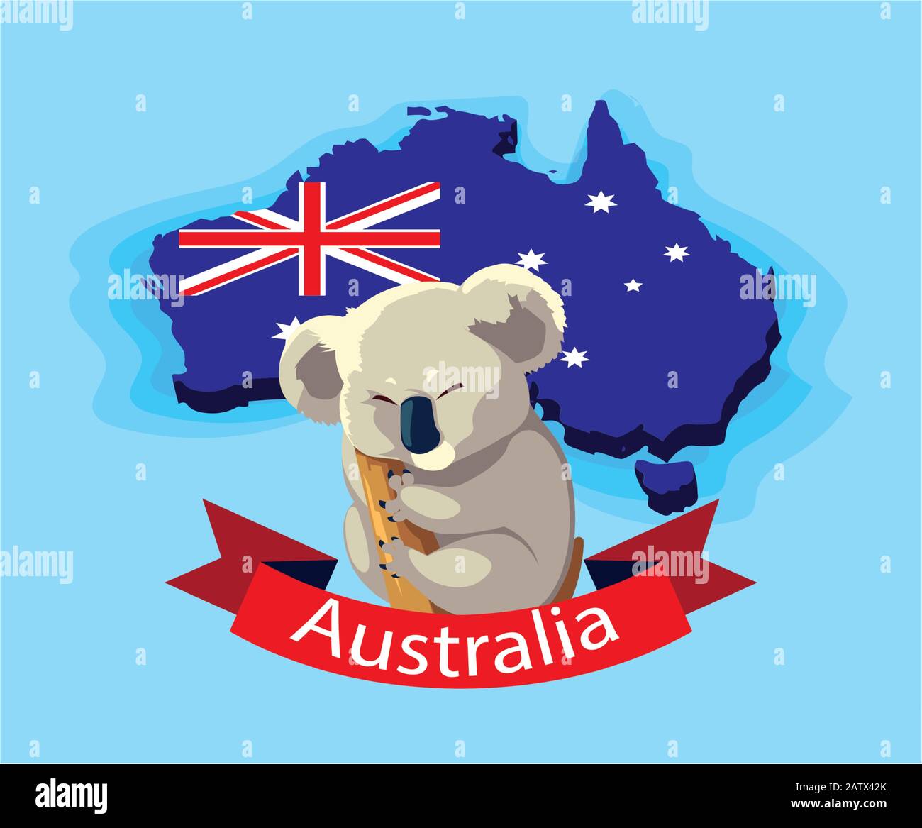 koala in australia map, australian animal vector illustration design