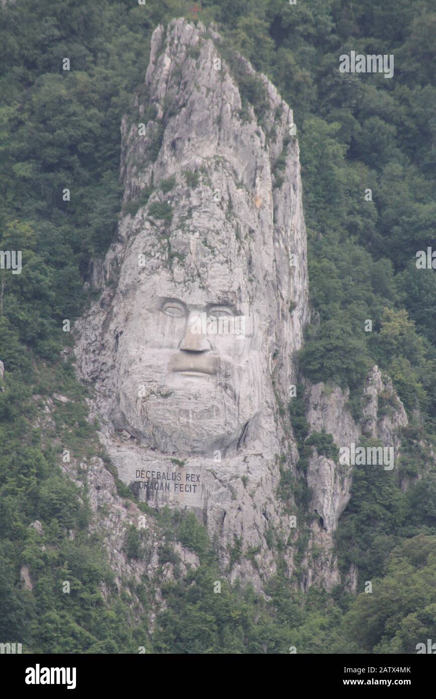 King Decebel, Iron Gates Gorge, Romania Stock Photo