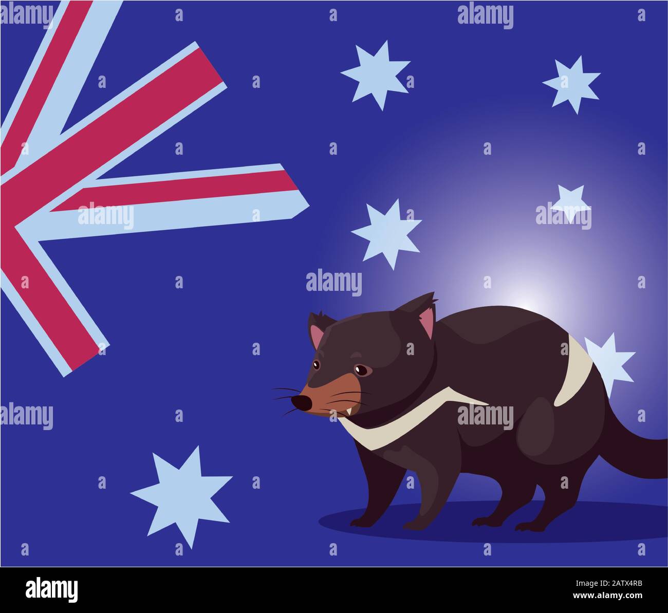 tasmanian devil with australia flag in the background vector ...