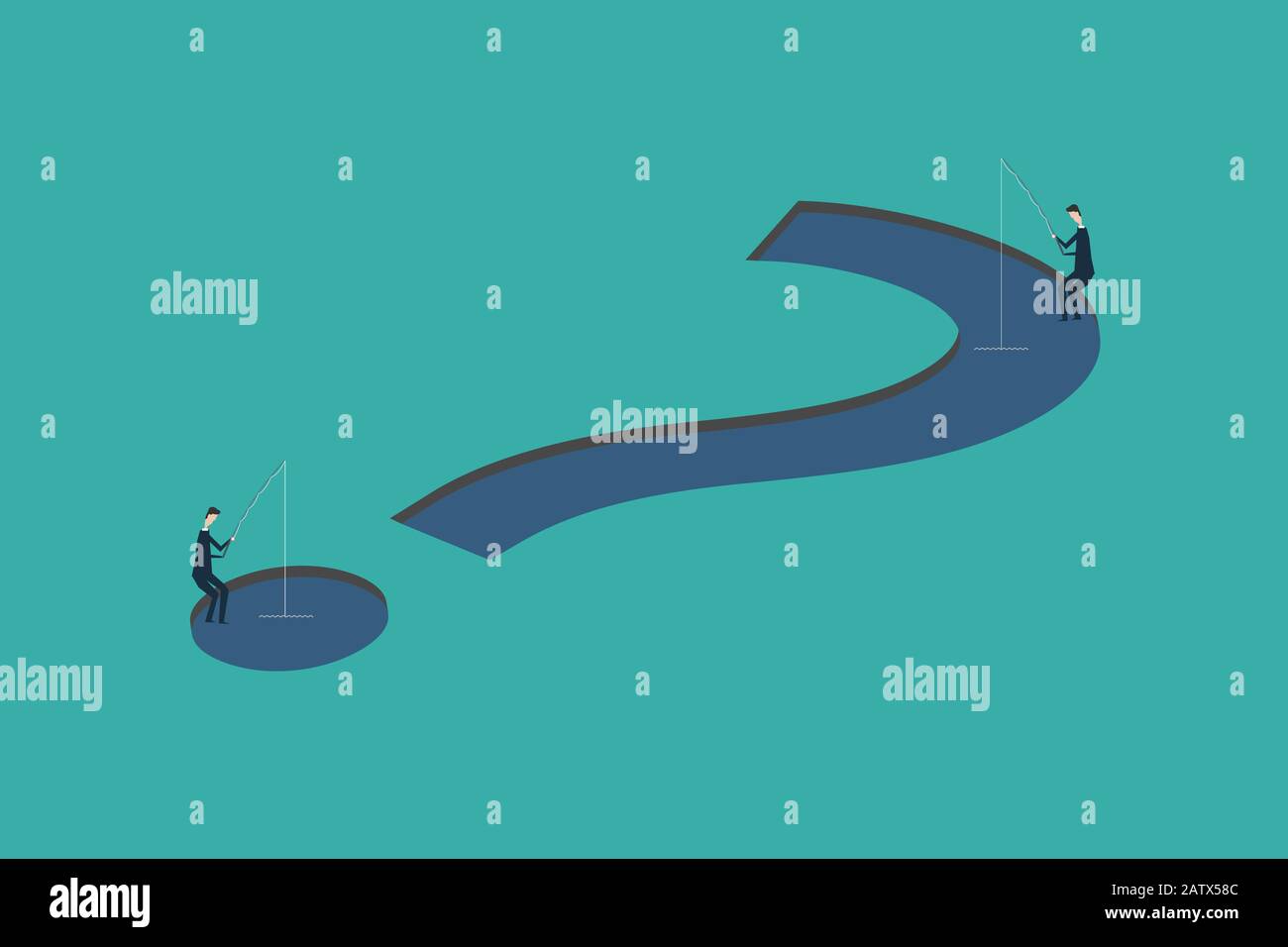 business finance concept. businessman fishing. using problem to hook idea and question mark